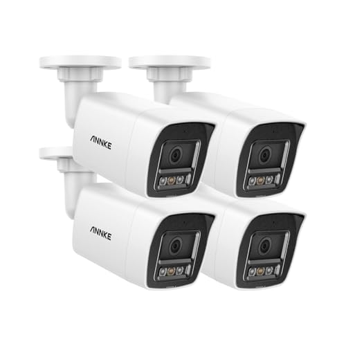 ANNKE 4 Pack UltraHD 4K PoE Security Camera, 8MP Bullet IP Outdoor Camera, Human&Vehicle Detection, Built-in Mic&SD Card Slot, IP67 Waterproof, EXIR 2.0 Night Vision, 4mm Lens-C800, Smart Dual Light