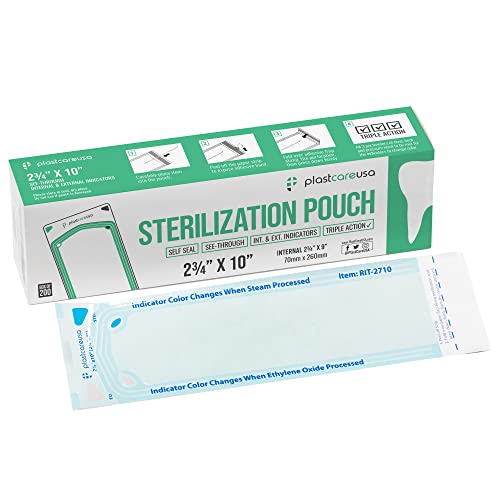 1000 Self-Sealing Sterilization Autoclave Pouch, 2.75 x 10, Paper Blue Film, 5 Boxes