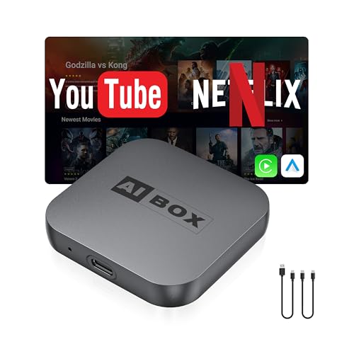 Wireless Carplay Adapter, 2025 Ai Box Carplay Adapter & Android Auto with Netflix YouTube Supports TF Card Dongle Plug and Play Easy Setup Carplay YouTube Box for iOS 10+ for After 2015 Car