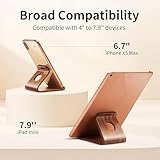 ZJL Cell Phone Stand for Desk - Portable Wood Phone Holder for Bed Compatible with iPhone 16 15 14 13 Pro Max 12 11 iPad Mini, Smartphone, Wooden Office Aesthetic Desk Accessories