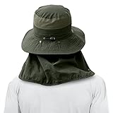 3 Pack Mens Outdoor Wide Brim Fishing Hat,UPF 50+ Sun Protection Cap with Face Neck Flap for Hiking & Garden