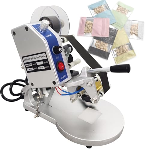 Vdniduir Manual Pressure Date Printer,Desktop Hot Stamping Machine,5-Temp Adjustable Coding Knob,for Packaging Printing