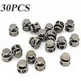 Yunpo Metal Cord Locks for Drawstrings Round Cord Stopper Gunmetal Double Hole Spring Clasps Toggle Fastener Elastic Buckle for Shoelaces, Paracord, Bags, Clothing, and Storage(30PCS)