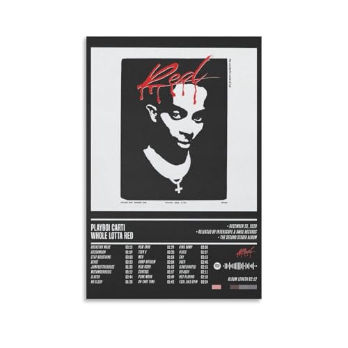 ZANLIART Playboi Carti - Whole Lotta Red Album Cover Canvas Print Music Poster for Room Aesthetic Unframe-style12x18inch(30x45cm)