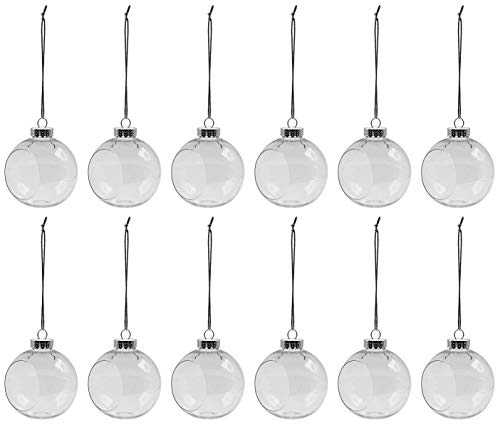 Creative Hobbies Clear Plastic Ornament Balls, Open Front with Flat Bottom, Great for Terrariums, 3.25 Inch (83 mm) | 12 Pack