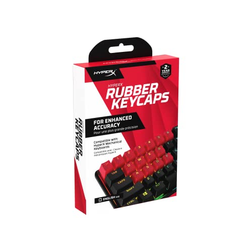 HyperX Rubber Keycaps – Gaming Accessory Kit, 19 Keys, English (US) Layout, Red