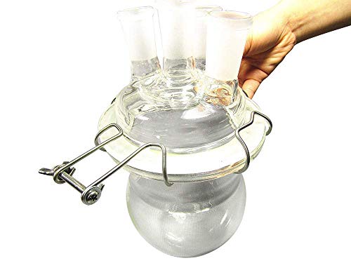3000ml Glass Reaction Reactor 3L 4-Neck Lab Chemistry Vessel with Lid and Clamp Customizable