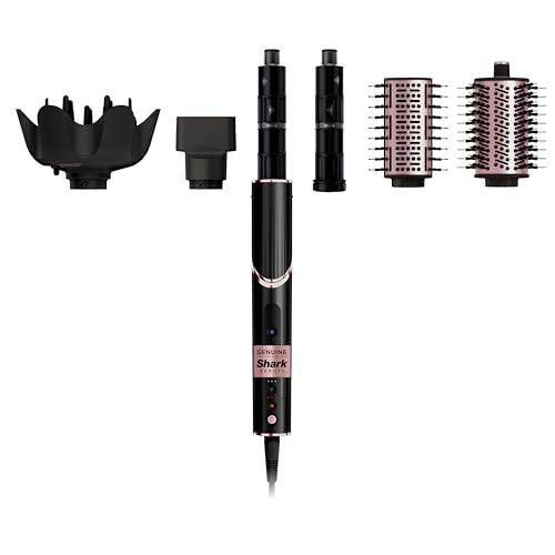 Shark Hair Dryer | FlexStyle Hair Styling System | Portable & Powerful Blow Dryer Brush | Hair Curler & Volumizer | 6 Styling Tools Included | Best for All Hair Types | Black | HD440BK