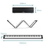 Carry-on 88 Key Folding Piano - Ultra-Portable and Full-Sized with 128 Voices and USB MIDI Connectivity - Travel Piano Keyboard Perfect for Practice, Travel, and Performances - Black