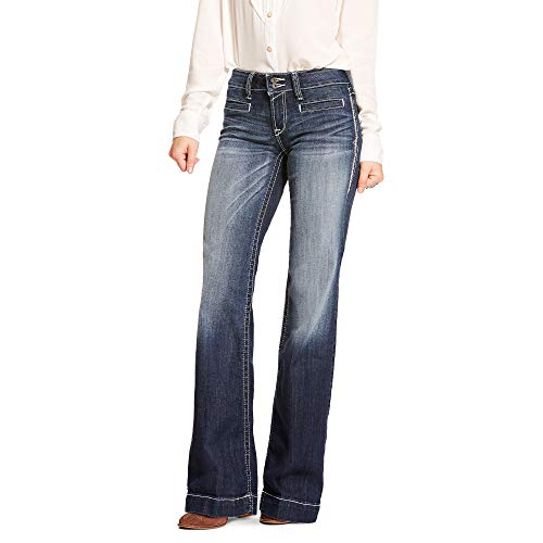 ARIAT Women’s Trouser Mid Rise Stretch Entwined Wide Leg Jean Marine