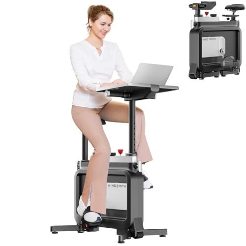 KINGSMITH W1B All-in-one Exercise Bike, Foldable Under Desk Bike, Indoor Exercise Bike for Home with Adjustable Resistance, Desktop, Comfortable Seat 264LBS, Portable Cycling Bike for Home Gym Workout