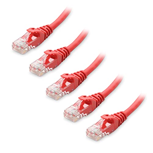 Cable Matters 10Gbps 5-Pack Snagless Short Cat 6 Ethernet Cable - 3ft, Cat 6 Cable, Cat6 Cord, Ethernet Cord, Red