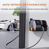 Giraffe Tools Grandstorm Wall-Mounted Vacuum Cleaner with 30 FT Retractable Hose, Wet Dry Vacuum Cleaner with 6 Nozzles for Car Detailing Remote Control, Grey