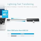 Anker 4-Port USB 3.0 Hub with 5Gbps Data Transfer, Ultra-Slim Data USB Hub [Charging Not Supported], for MacBook, iMac, Surface, Mobile HDD, and More (USB-A,0.7 ft)