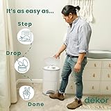 Diaper Dekor EKO Plus Diaper Pail, White | ONLY Eco-Friendly Diaper Pail Made with 70% Recycled Materials | Hands-Free: Step–Drop–Done | Cost-Effective Refill System |Great Cloth Diaper Pail