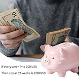 PIG WORLD 11'' Large Piggy Bank for Adults Must Break to Open,Ceramic Coin Bank,Piggy Bank for Boys,Girls Money Box Jar,Safe for Kids,Savings,Alcancias De Dinero para Adultos Niños,Real Money