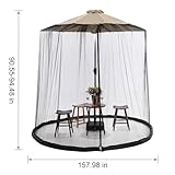 OKYUK Patio Umbrella Mosquito Netting, 7.5FT-13FT Umbrella Canopy Screen Mesh for Garden & Outdoor Umbrellas, with Double Zippers and Solid Lead, Adjustable Bug Screen Accessory (Black, 400 * 240cm)