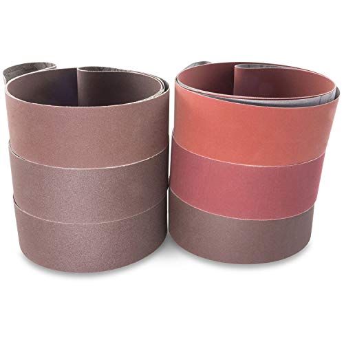 Red Label Abrasives 2 X 42 Inch Knife Makers Fine Grit Sanding Belts - 6 Pack Assortment for Knife Making, Sharpening, and Metal Working