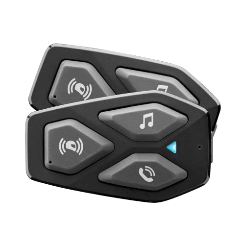 INTERPHONE Cellularline, 2 Intercoms for Motorcycle with Bluetooth Communication, Model U-Com 3, Up to 2 Motors Distance 500m, Intercom Headset System Compatible with OEM and GPS, Waterproof Universal