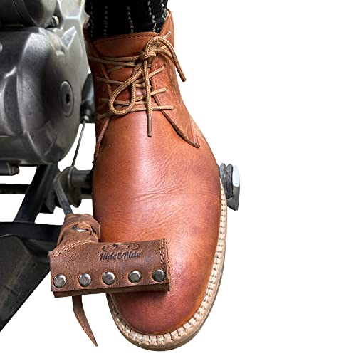 Shift Lever Sock, Set of 2 Full Grain Leather Shifter Shoe Protectors, Motorcycle Motorbike Shift Pad, Handmade Motorcycle Shoe Protector, Durable Gear Cover for Motorbike Enthusiasts, Bike Kickstand