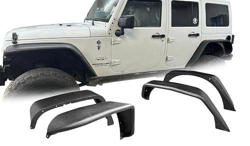 ATruck Off-Road Heavy Duty Steel Fender Flares for Jeep Wrangler 2007-2018 JK & JKU 2/4 Doors - Easy Installation, Solid, Anti-Corrosion, Front & Rear Fenders, Mud Guards, Outdoor Adventures, 4 PCS