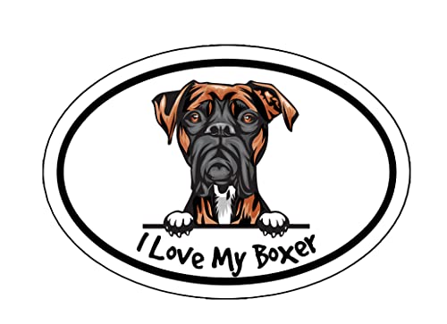 WickedGoodz Oval I Love My Boxer Refrigerator Magnet - Dog Breed Magnetic Car Decal