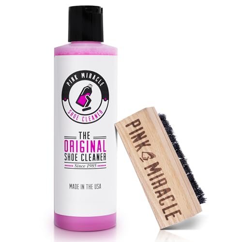 Pink Miracle Shoe Cleaner Kit Bottle Fabric Cleaner for Leather, Whites, and Nubuck Sneakers (8 Oz)