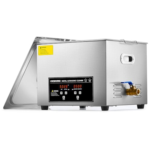 CREWORKS 360W 15L Stainless Steel Cleaning Machine, 4 gal Ultrasound Cleaner with Heater and Timer, Digital Sonic Cleaning Machine for Professional Jewelry Tool Watch Glasses Retainer Parts Cleaning
