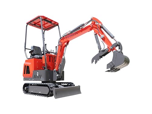 TYPHON Terror ONE Storm Mini Excavator – 1 Ton Trench Digger with Canopy, Hydraulic Thumb Clip, Hydraulic Oil Cooler, 13.5hp EPA Engine USA