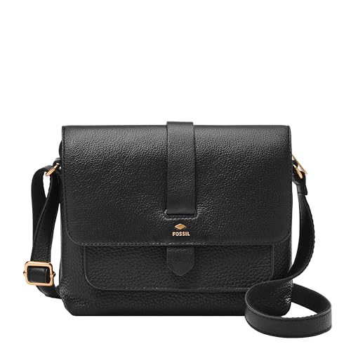 Fossil Women's Kinley Leather Small Crossbody Purse Handbag, Black (Model: ZB7878001)