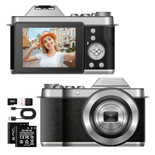 ASTYPHER 4K Retro Vintage Digital Camera, 64MP Retro 3” IPS Screen Camera with 6X Optical Zoom, WiFi Transfer Autofocus Rechargeable Retro Camera for Travel Vlogging and Gifts