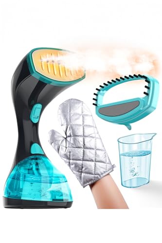 15s Fast Heat-Up and 1800W Powerful Steamer for Clothes with 3 Modes and 300ml Water Tank, Portable Clothes Steamer Iron with Heat-Resistant Glove and Fabric Brush for Home, Dorm, Travel