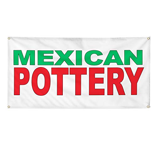 Vinyl Banner Multiple Sizes Mexican Pottery Green Red Retail Outdoor Weatherproof Industrial Yard Signs 4 Grommets 24x48Inches