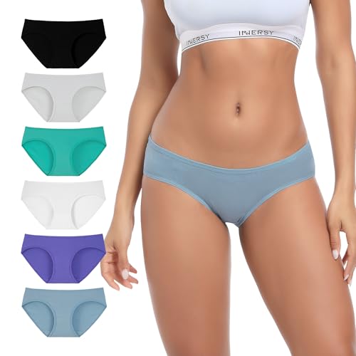 INNERSY Women's Underwear Pack Cotton Low Rise Underwear Sexy Panties for Women Breathable Briefs 6 Pack(Summer Wave,Small)