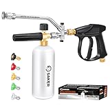 Saker Foam Cannon Dual Connector Accessory for Pressure Washer Kit,with Foam Cannon Dual Connector,Pressure Washer Gun for Car Washing and Cleaning,5 Power Washer Sprayer Nozzles