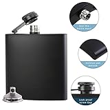 10 pcs Hip Flask for Liquor Black 6oz Stainless Steel Leakproof with 10 pcs Funnel for Gift, Camping, Wedding Party, Groomsmen gifts