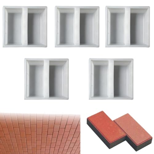 AZURAOKEY 5 Pcs Brick Template DIY Paving Mould Concrete Block Mold DIY Path Maker Portable Corridor Concrete Driveway Stone Path Mold for Garden Yard Parts