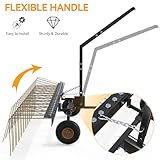 YINTATECH 60in Tow Behind Pine Straw Rake, Steel Lawn Tractor Rake Fit for ATV, 24 Tines, Black&Gold