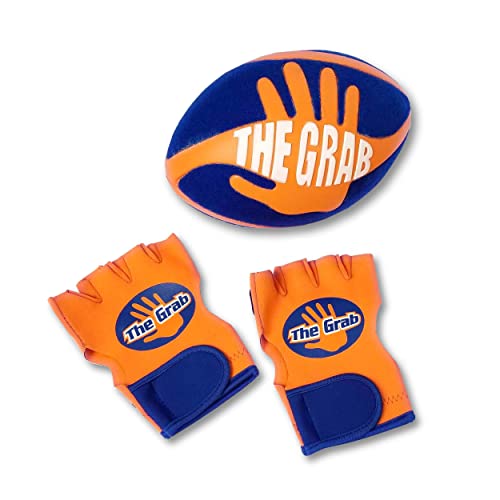 The Grab Football - Make Incredible One Handed Catches, Game of Catch and Throw Football Toy, Includes 2 Gloves
