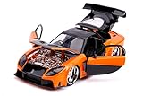 Fast & Furious 1:24 Han's Mazda RX-7 Die-cast Car, Toys for Kids and Adults, Orange and Black