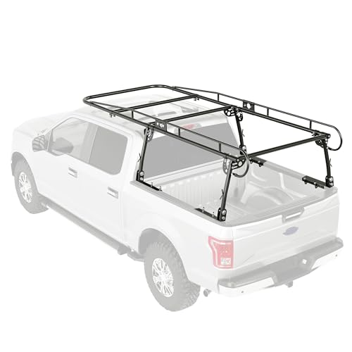 ECOTRIC 1000 LBS Adjustable Universal Truck Bed Rack Contractor Ladder Pickup Lumber Utility Kayak Full Size Rack 55-1/8"(W) x 139-5/8"(L) x 32-1/4"(H)(You Will Receive Two Packages for This Item)