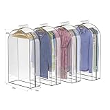 Jollygleam Upgraded Thickened Clear Garment Bags for Hanging Clothes 4 Packs, 10“ Gusseted and 40" Clothes Protectors for Hanging Clothes for Closet, Shirts, Coats, Dresses