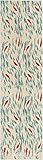 Unique Loom Positano Collection Coastal Modern Bright Colors Fish Beige Runner Rug (3' x 10')