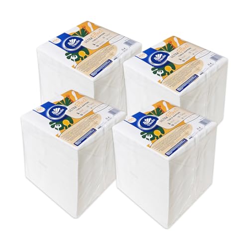 Premium Quality White Dinner Napkins–1000 Count (4 Packs of 250),Soft 1-Ply,Chemical-Free,100% Virgin Wood Pulp–Durable, Absorbent & Eco-Friendly–Perfect for Restaurants,Parties,Holidays&Everyday Use
