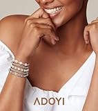 adoyi Silver Beaded Bracelets for Women, 14K Gold Plated Bead Bracelets Stack Trendy Stackable Strand Stretch Pearl Ball Bracelet Set Jewelry Set for Women Gift