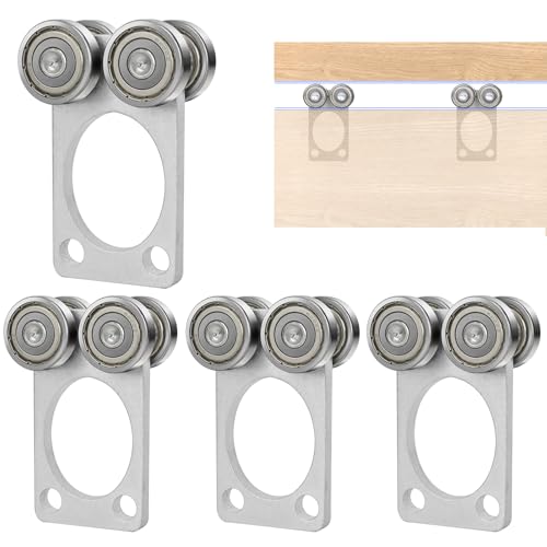 4 Wheel Trolley Assembly,Stainless Steel Sliding Door Roller&Hoist Trolley Compatible 1-5/8"Wide & Taller Unistrut Strut Channel,Material Handling Sliding Rail Track System,for Warehouse&Garages 4Pack