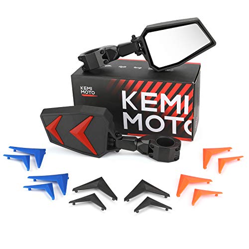 KEMIMOTO UTV Black Blue Red Orange Side Mirrors compatible with Polaris RZR Talon Can Am Rearview Work with 1.75"-2" roll bar cage