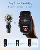 MENERESAS Mini Microphone, 3 in 1 Wireless Lavalier Microphones for iPhone, iPad, Camera and Android Devices, Noise Reduction Lapel Mic, Clip on Mic for Video Recording Vlog, YouTube, Interview