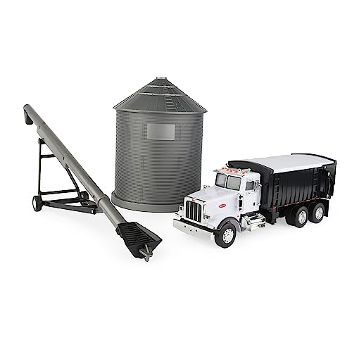 TOMY Big Farm Grain Harvesting Set and Peterbilt 367 Straight Truck - 1:32 Scale - Includes Grain Box, Grain Bin, and Auger- Farm Toys - Toddler Toys and Collectibles Ages 3 Years and Up