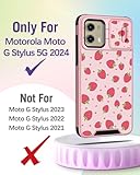 Buleens for Moto G Stylus 5G 2024 Case - with Ring Stand & Camera Cover Aesthetic Cute Designed for Women Girls Girly Kawaii Strawberry Phone Case for Motorola G Stylus 5G 2024 Compatible with Magsafe